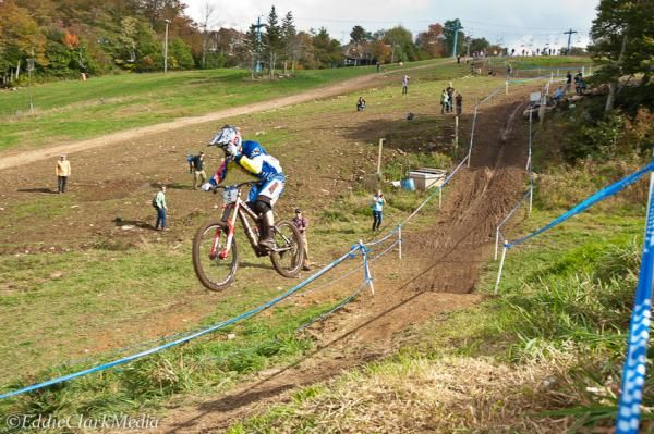 Logan Binggeli uses his moto skills to pull a tear-off over the hip jump.
