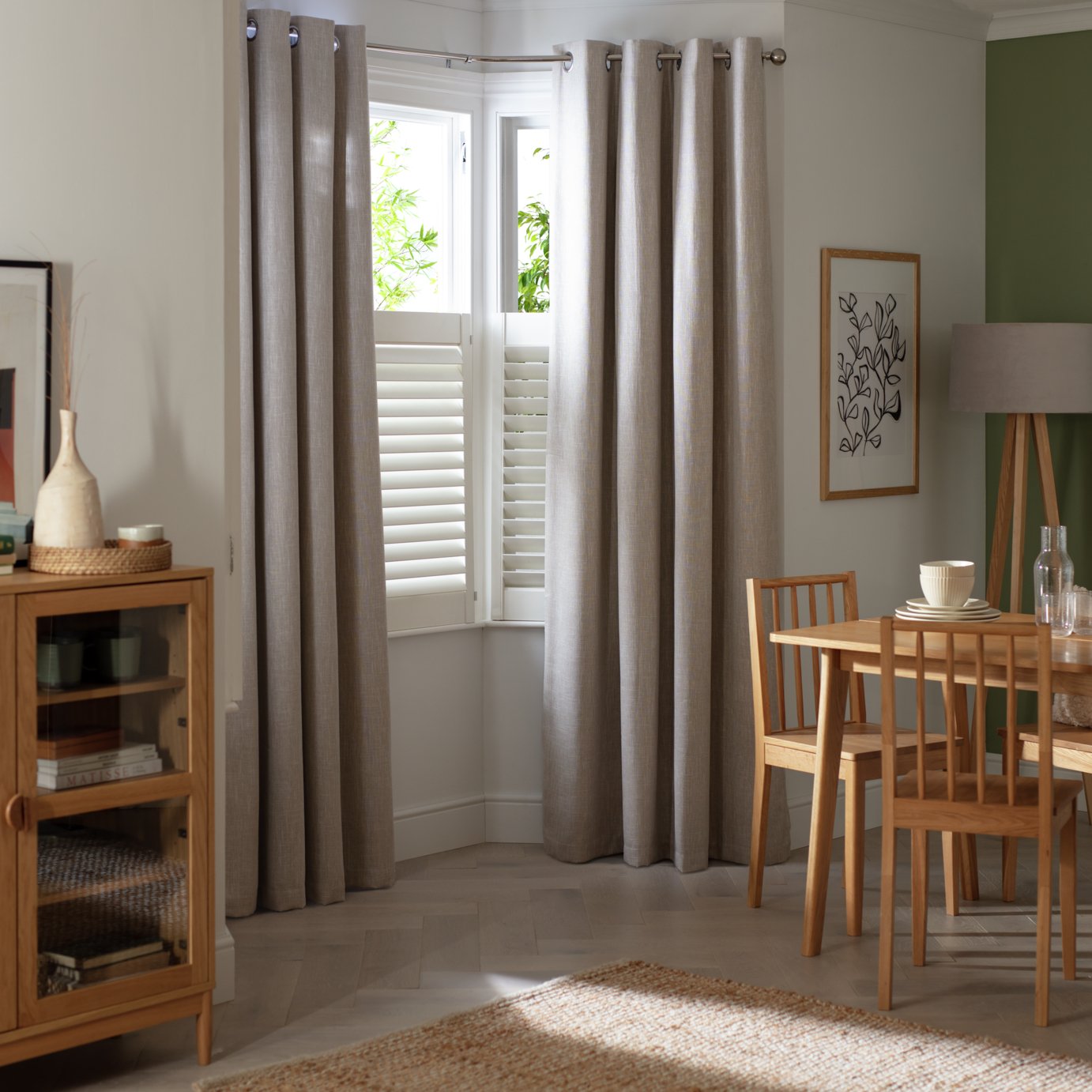 Habitat Linen Look Blackout Thermal Eyelet Curtains -Oatmeal