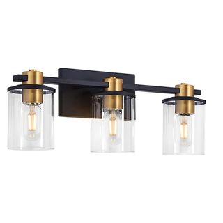 three light bathroom mirror light in black and gold