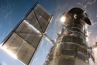 The Hubble Space Telescope photographed in 2009 at the start of the mission to upgrade and repair it.