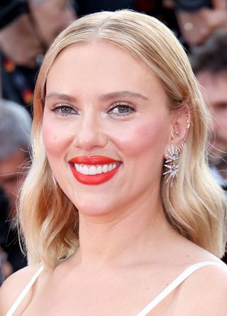 Scarlett Johansson attends the "Asteroid City" red carpet during the 76th annual Cannes film festival at Palais des Festivals on May 23, 2023 in Cannes, France.