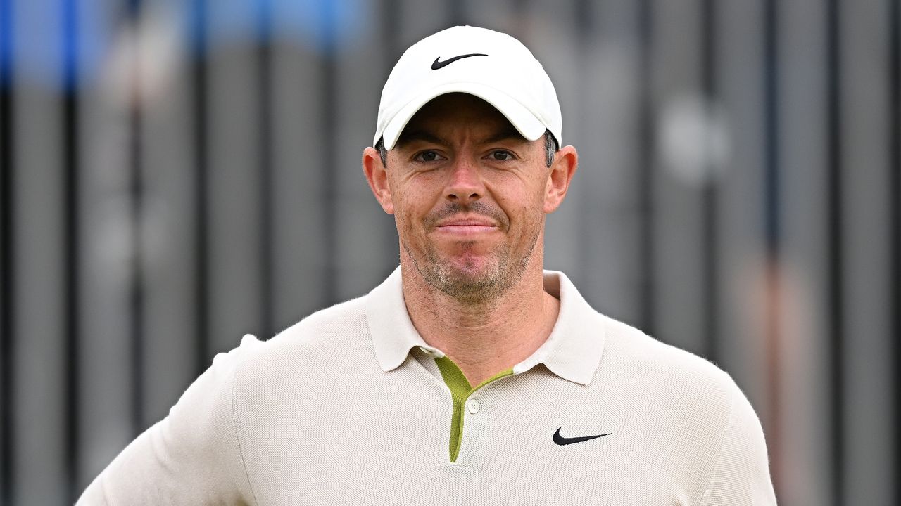 Rory McIlroy of Northern Ireland looks on from the 1st tee during Day Four of the Genesis Scottish Open at The Renaissance Club