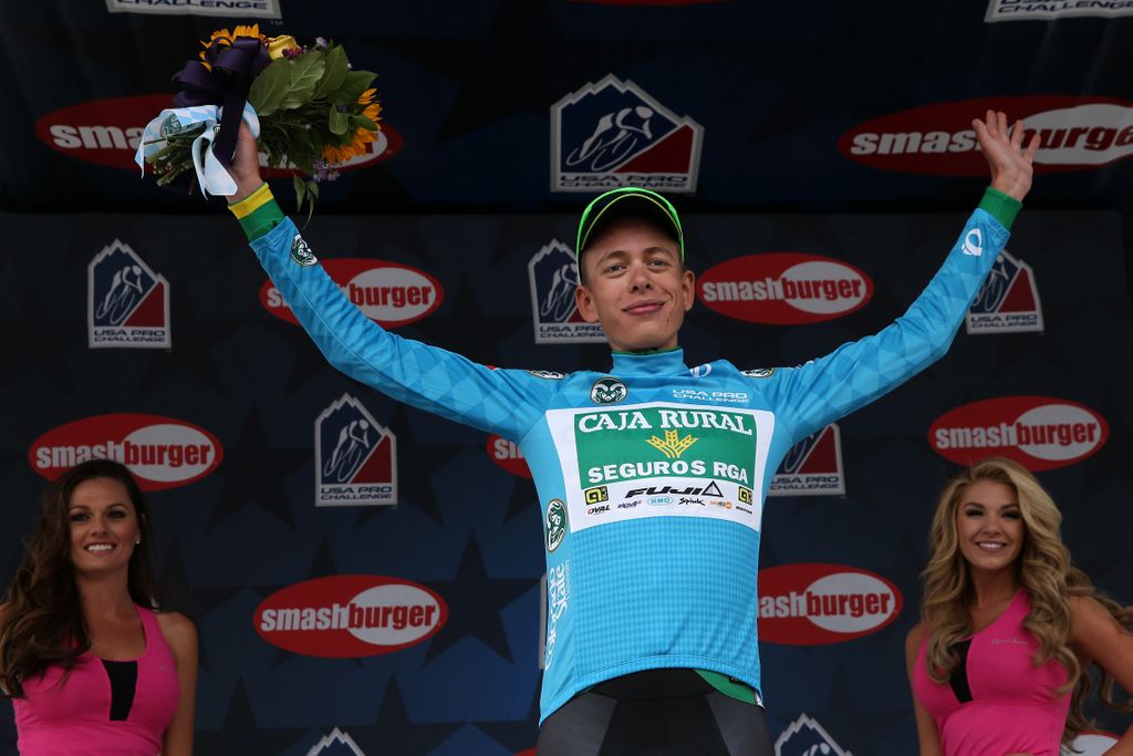 Hugh Carthy (Caja Rural) in the best young rider jersey
