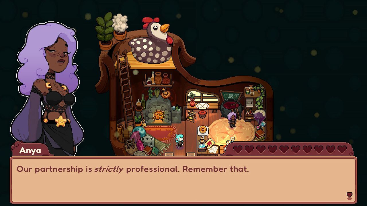Fourleaf Fields - One of the villagers, Anya, telling the player "Our partnership is strictly professional. Remember that."