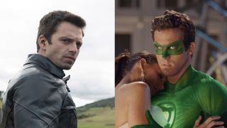 Bucky looking off into the distance in Disney+ limited series &quot;Falcon &amp; The Winter Soldier,&quot; Ryan Reynolds holding Carol Ferris (Blake Lively) close in 2011&#039;s &quot;The Green Lantern.&quot;