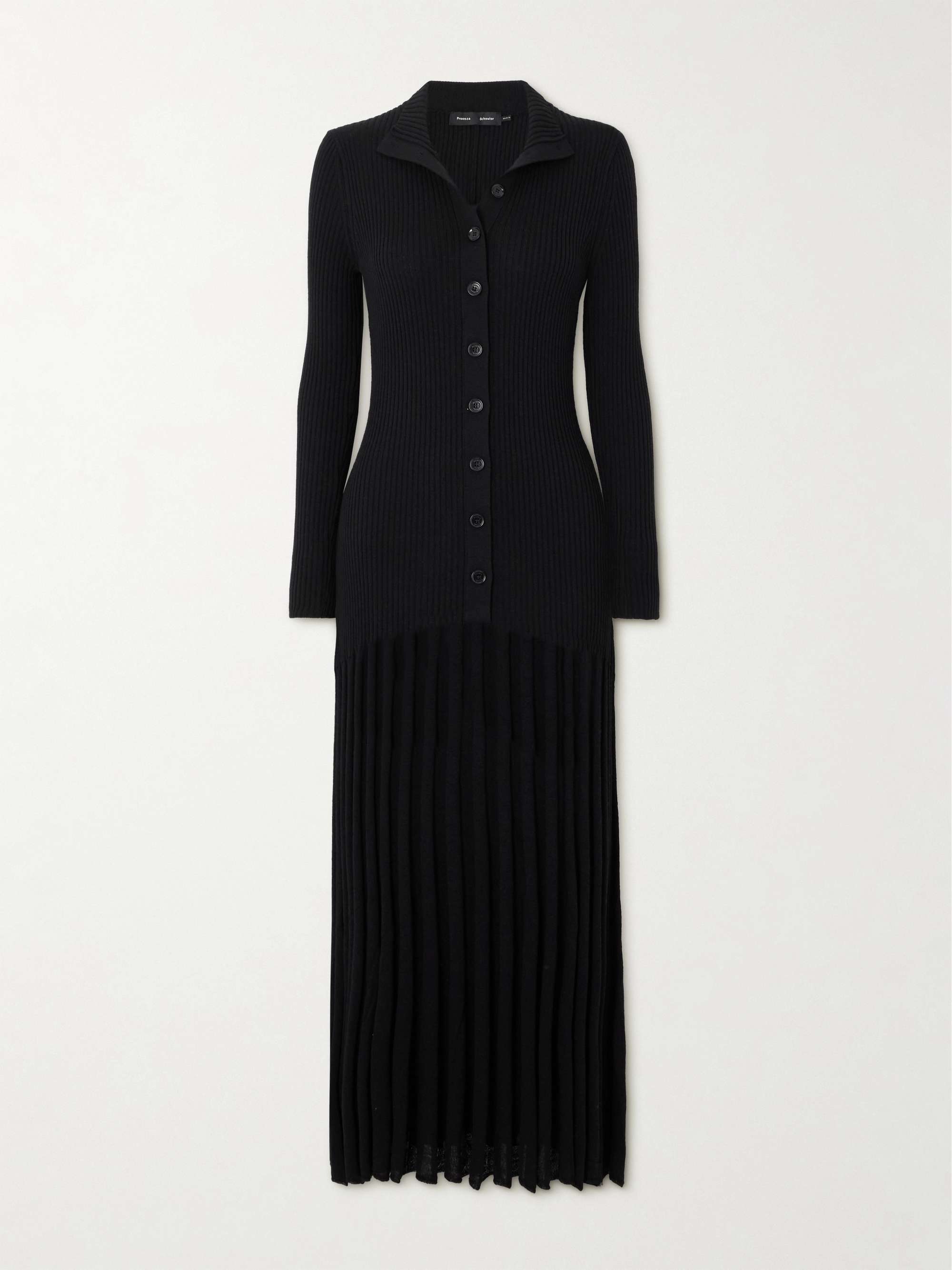 Jada Pleated Ribbed-Knit Wool Maxi Dress