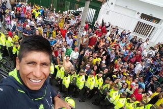 Nairo Quintana with the crowds on Colombia