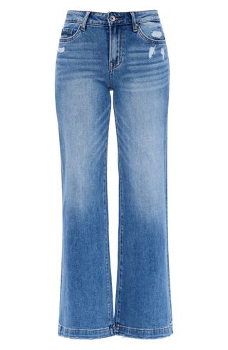 High Waist Distressed Wide Leg Jeans