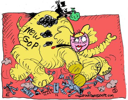 Political cartoon U.S. GOP tax Trump