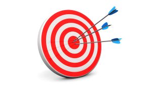 Red target with 3 arrows in the bullseye.