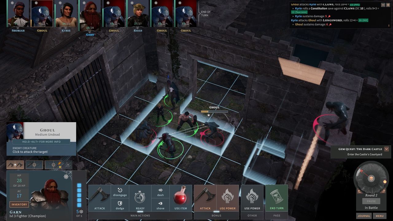 Characters have a range of options in combat