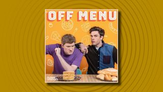 The logo of the Off Menu podcast on a yellow background
