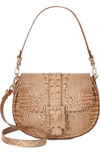 Cynthia Croc Embossed Leather Shoulder Bag