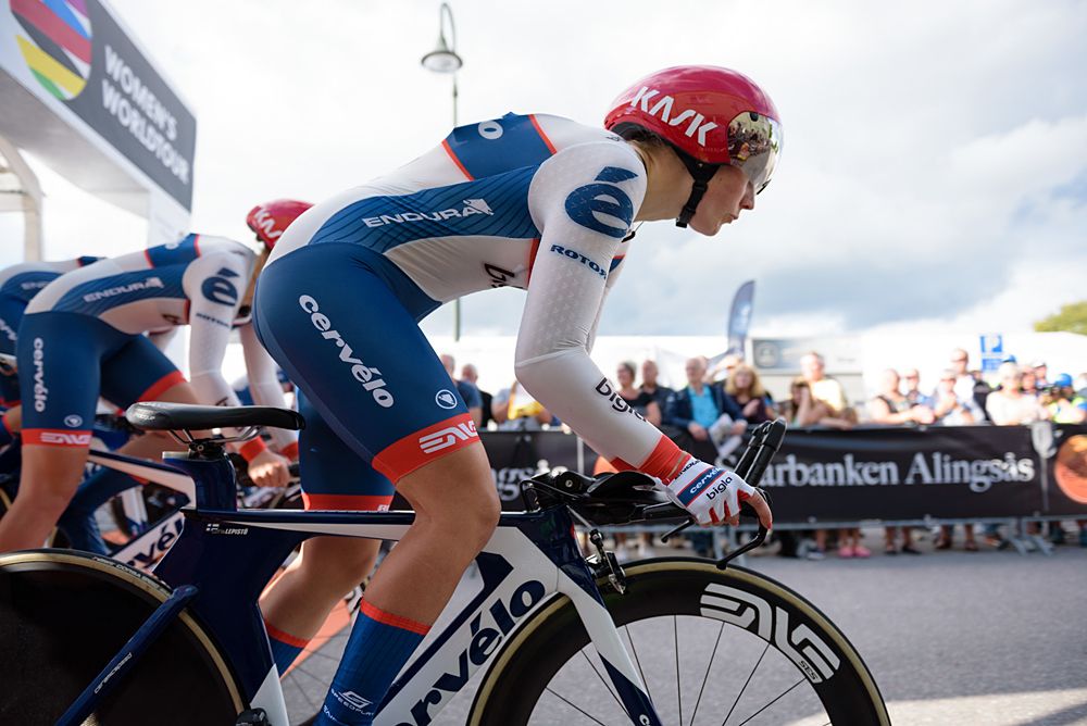 Lotta Lepist&ouml; (Cerv&eacute;lo Bigla) at the 42,5 km team time trial of the UCI Women's World Tour's 2016 Crescent V&aring;rg&aring;rda Team Time Trial