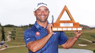 Rafael Campos with the trophy after winning the Butterfield Bermuda Championship