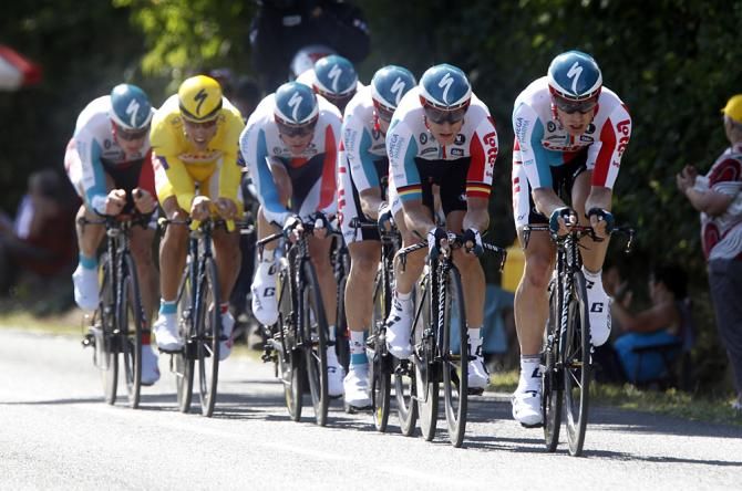 Philippe Gilbert and his Omega Pharma team in 2011
