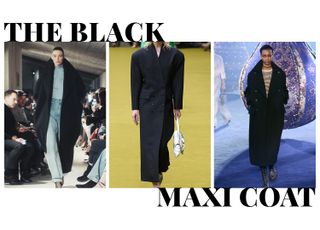 Future made graphic from Fall/Winter 2023 imagery of black maxi coats