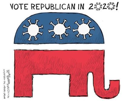 Political Cartoon U.S. GOP coronavirus 2020