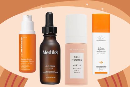 a collage showing the best vitamin C serums from the high street
