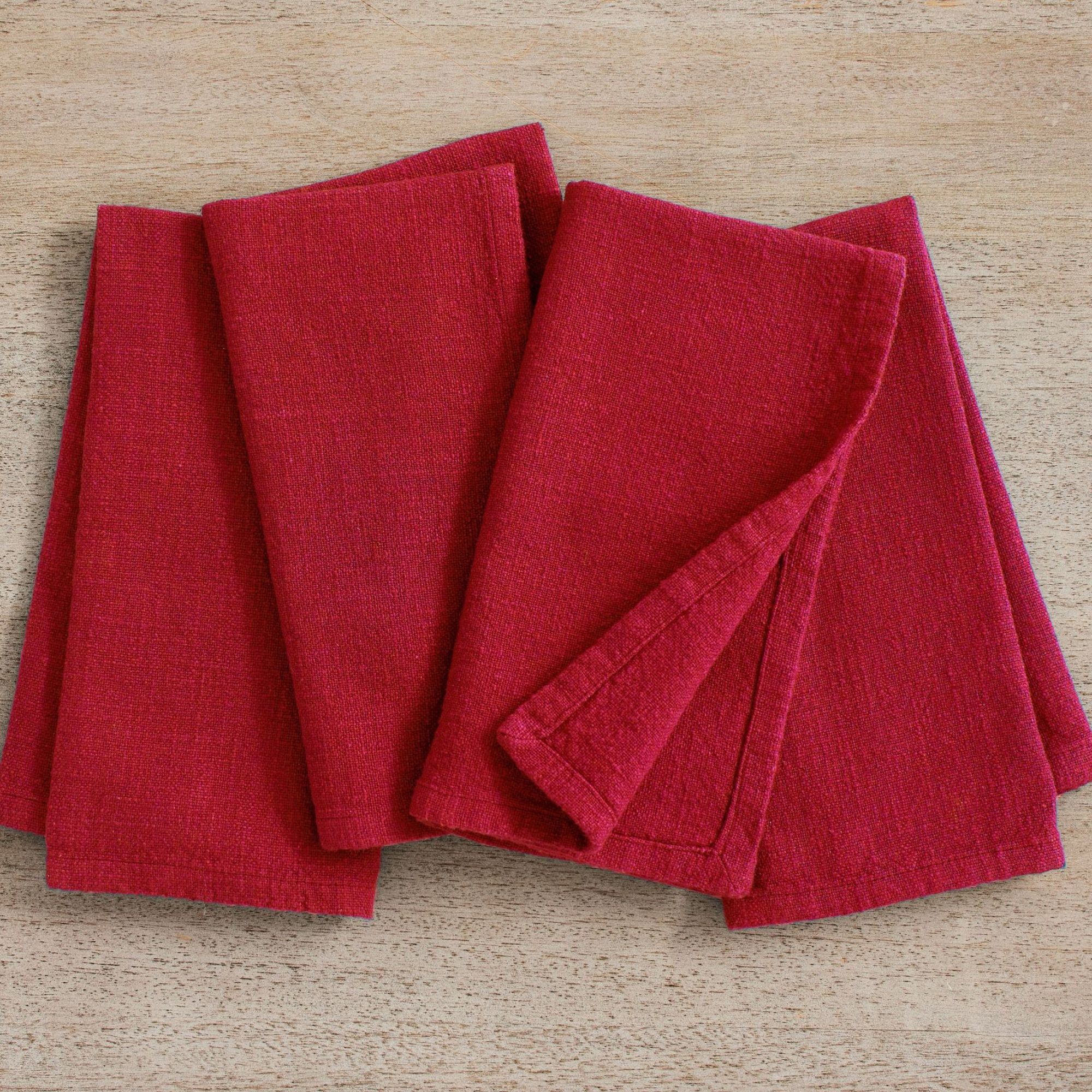 Organic Cotton Casual Napkins - Set of 4 (Cardinal Red)