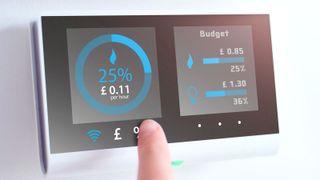 Close up of digital smart meter for central heating