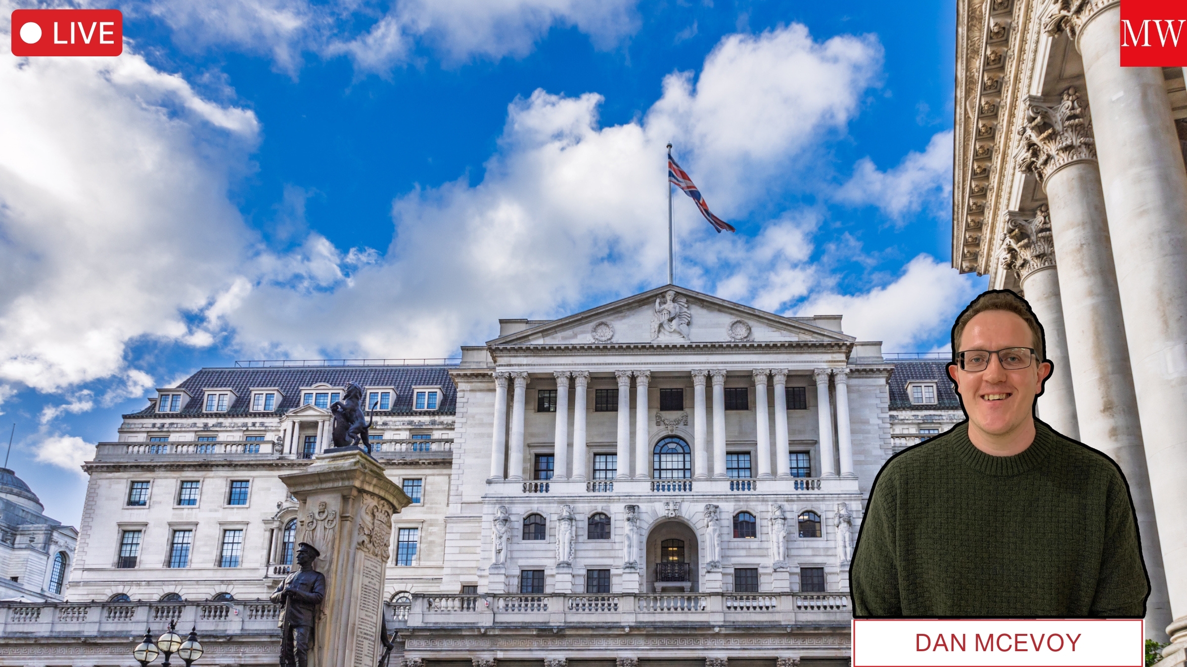 Facade of the Bank of England, where UK interest rates are set by the Monetary Policy Committee