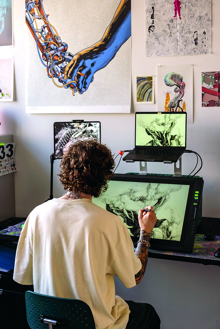 Making tattoo art on a drawing tablet