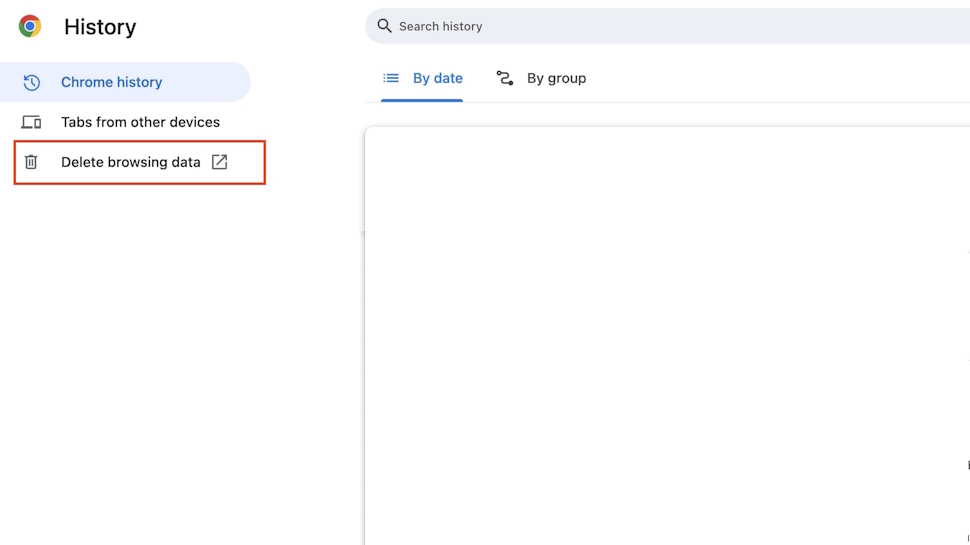 How to access the Delete browsing data menu on Google Chrome