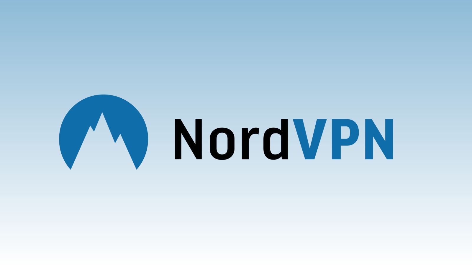 NordVPN-logo sinisestä valkoiseen gradienttitaustalla