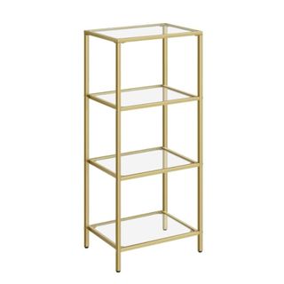 A gold four-tier bookshelf