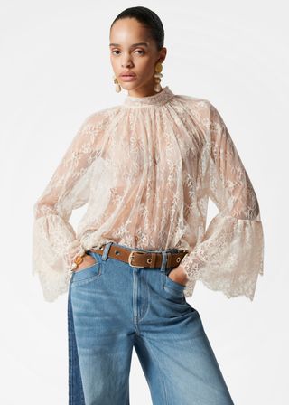 Flounced Lace Blouse