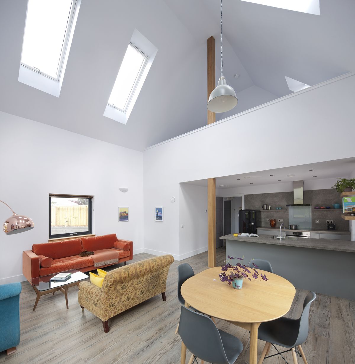 Underfloor heating and the highly insulated panels means the house is a comfortable temperature the whole year round.
