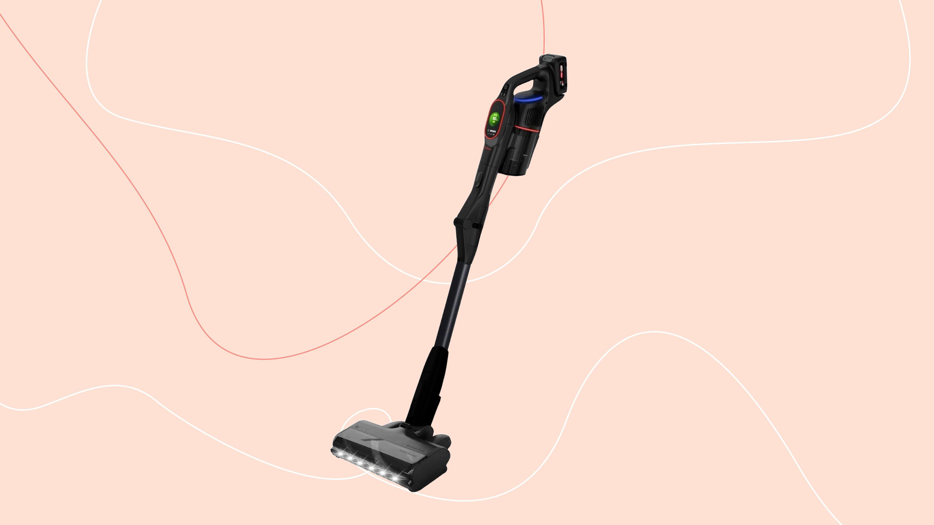 Bosch Unlimited 10 vacuum on a pink background