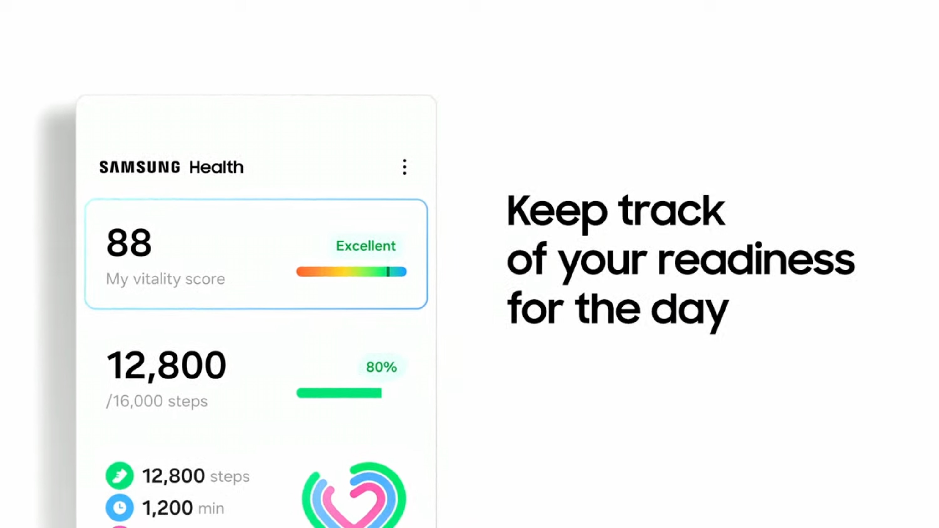 My Vitality score reveal showing new Samsung Health feature launching later this year.