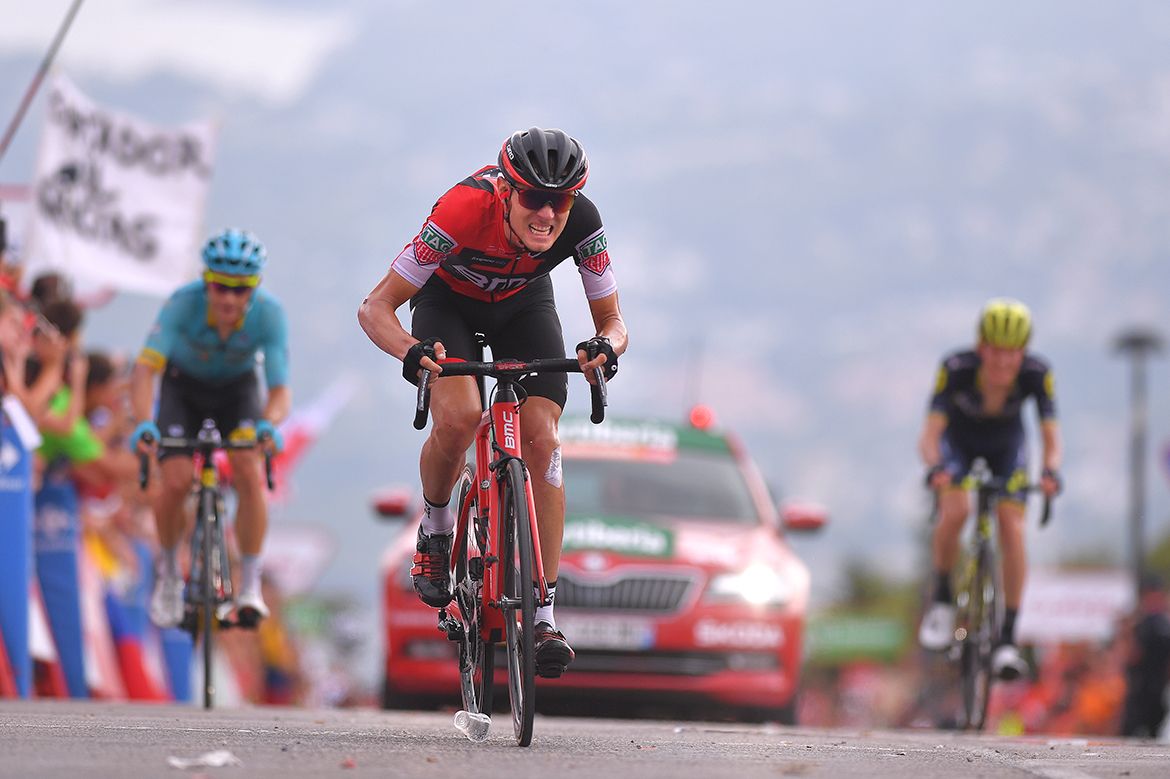 Tejay van Garderen nearing the finish of stage 9 of the Vuelta a Espa&ntilde;a