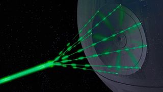 The Death Star uses a convergence of laser beams to destroy planets. The real-world feasibility of such a device is suspect.