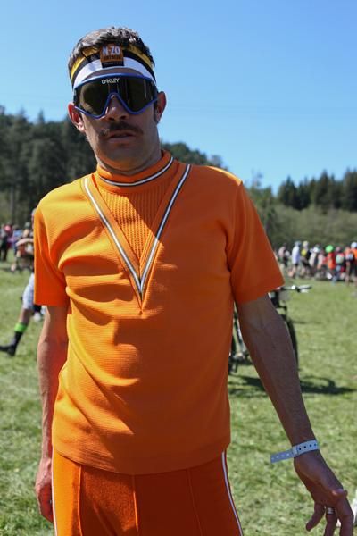 Julian Dean (Garmin-Transitions) models his orange jumpsuit.
