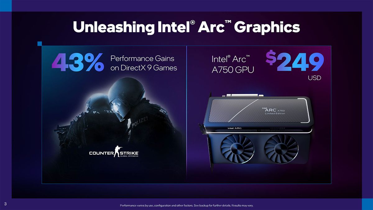 Intel Arc Driver Update slides for DirectX 11 and new PresentMon