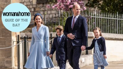 Prince William, Catherine, Princess of Wales, Prince George and Princess Charlotte attend the Easter Matins Service at St George's Chapel at Windsor Castle on April 17, 2022