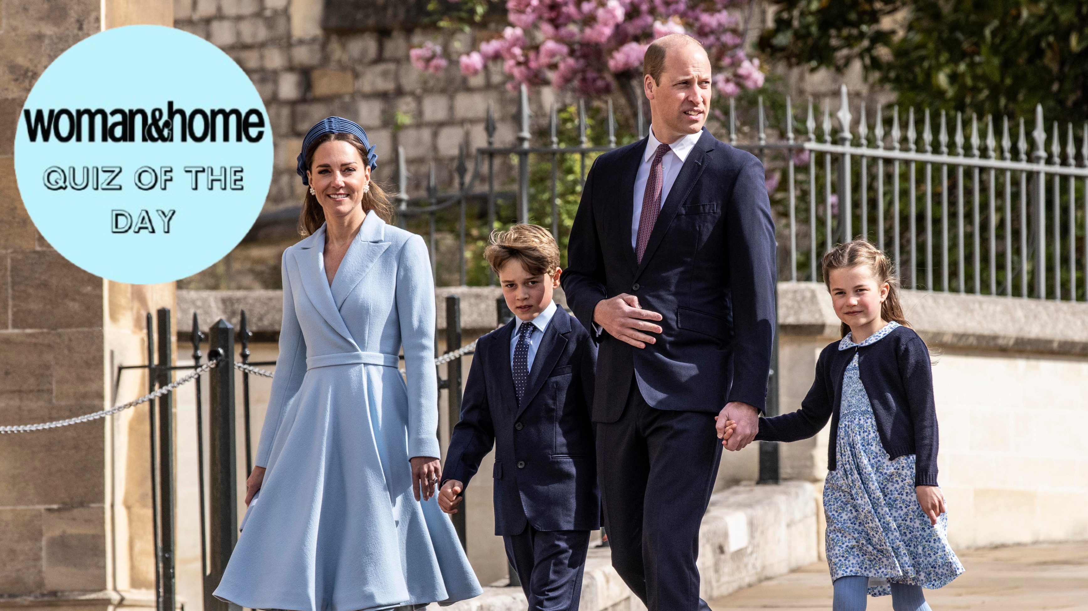 Prince William, Catherine, Princess of Wales, Prince George and Princess Charlotte attend the Easter Matins Service at St George's Chapel at Windsor Castle on April 17, 2022