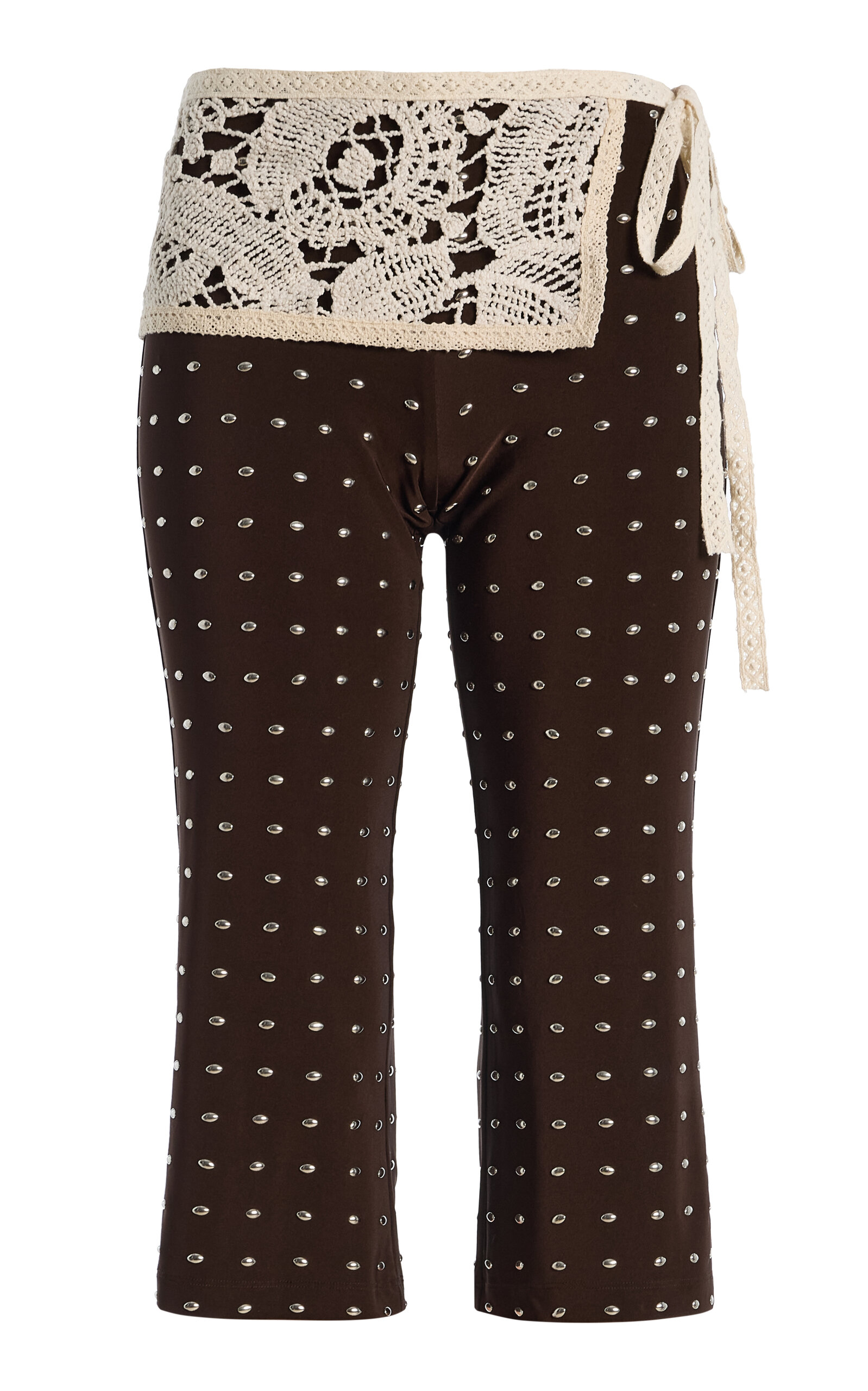 Gianna Lace-Detailed Studded Capri Pants