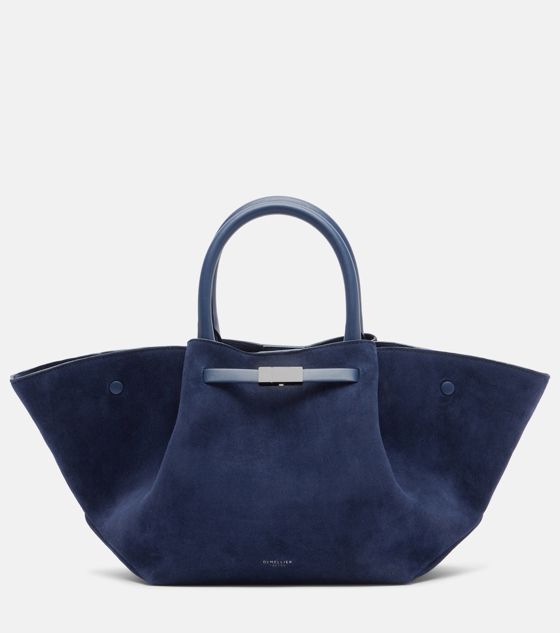 New York Midi Suede Tote Bag in Blue - De Mellier