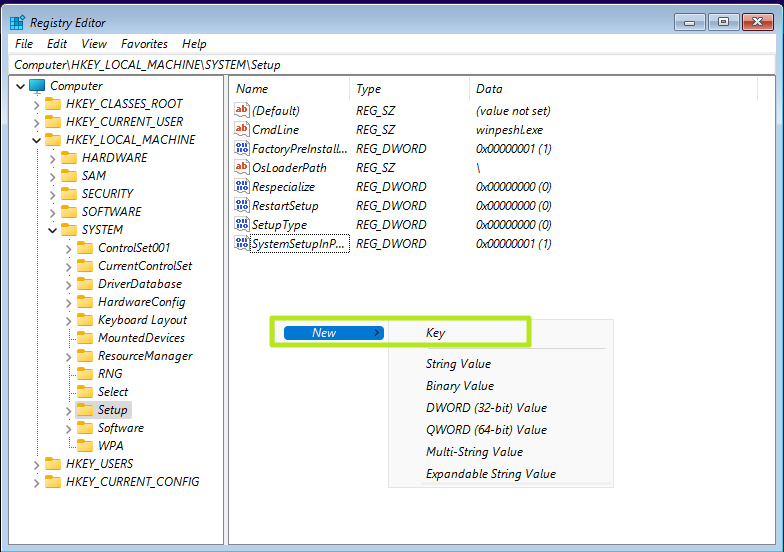 Create a registry key called LabConfig