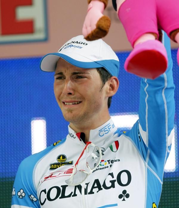 Even this pink-clad mascot couldn't stem the flow of Belletti's tears
