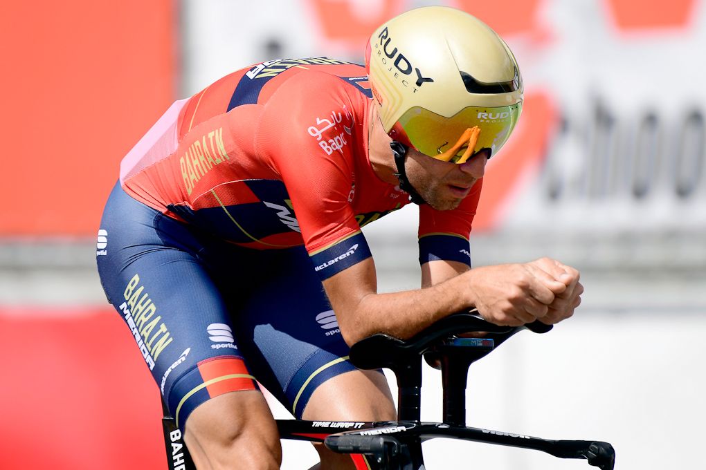Vinenzo Nibali on his TT bike during team time trial practice in Zolder