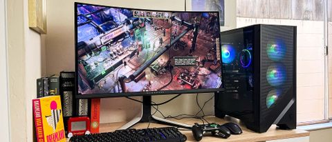 MSI Codex R2 14 review unit on desk running a game