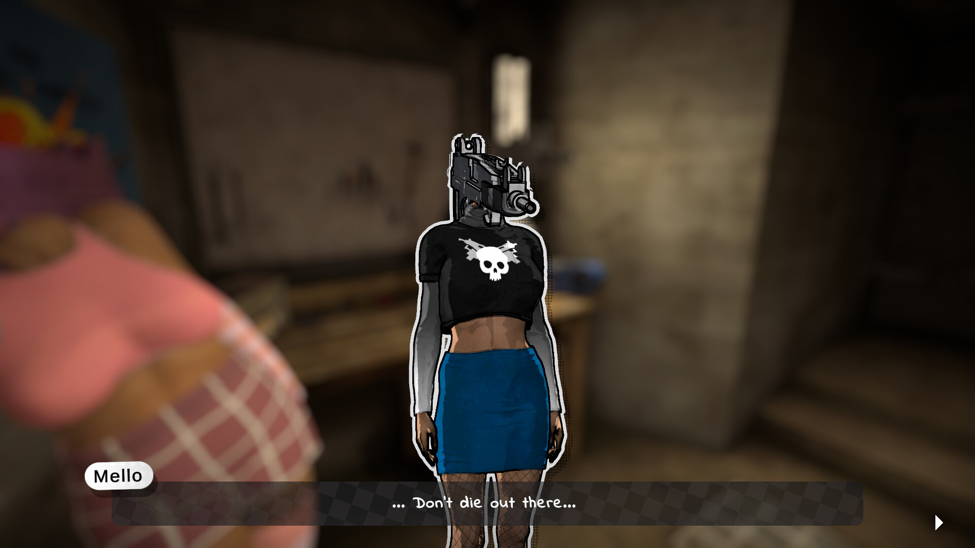 Girl whose head is an uzi.