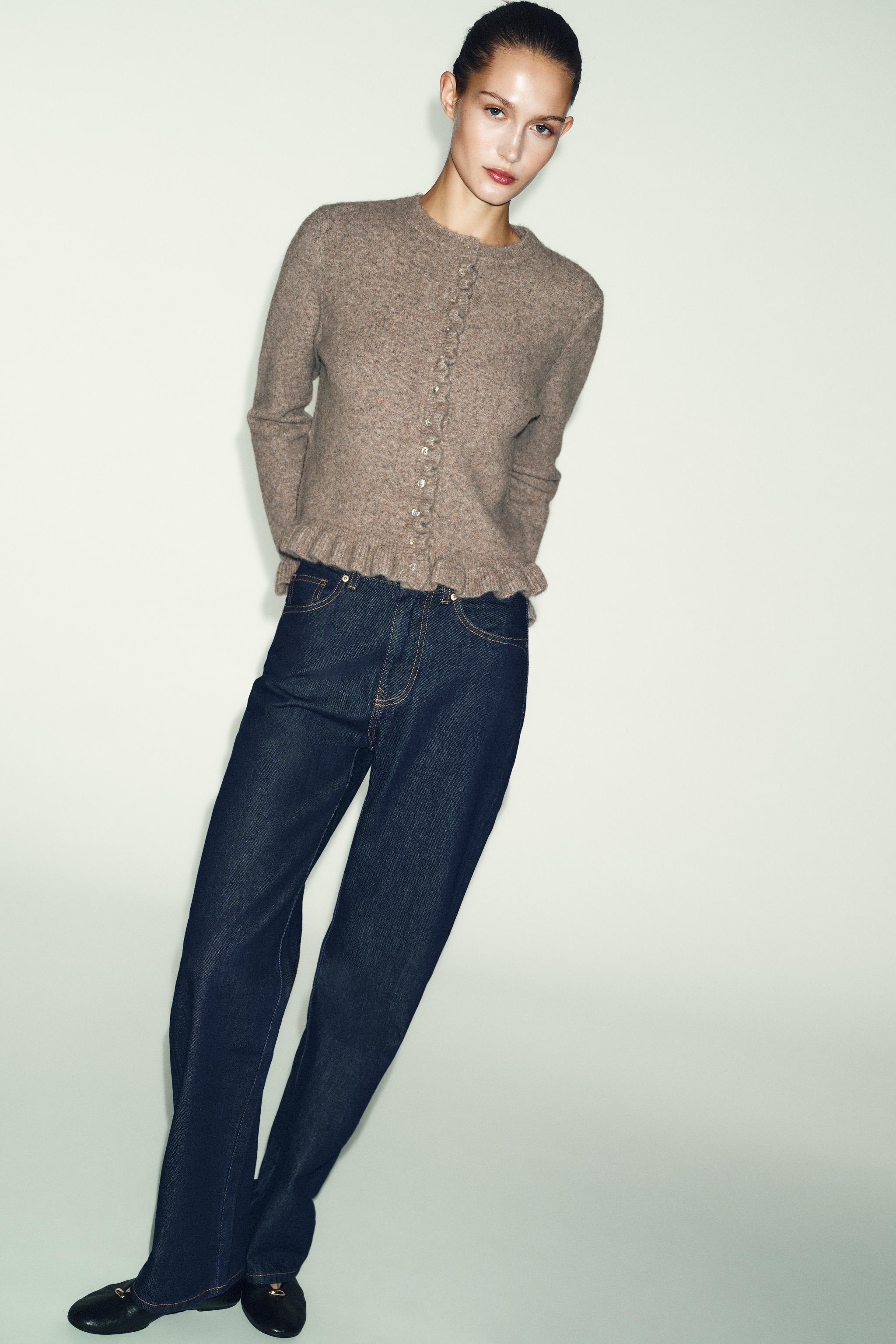 Knit Cardigan With Ruffle Trims