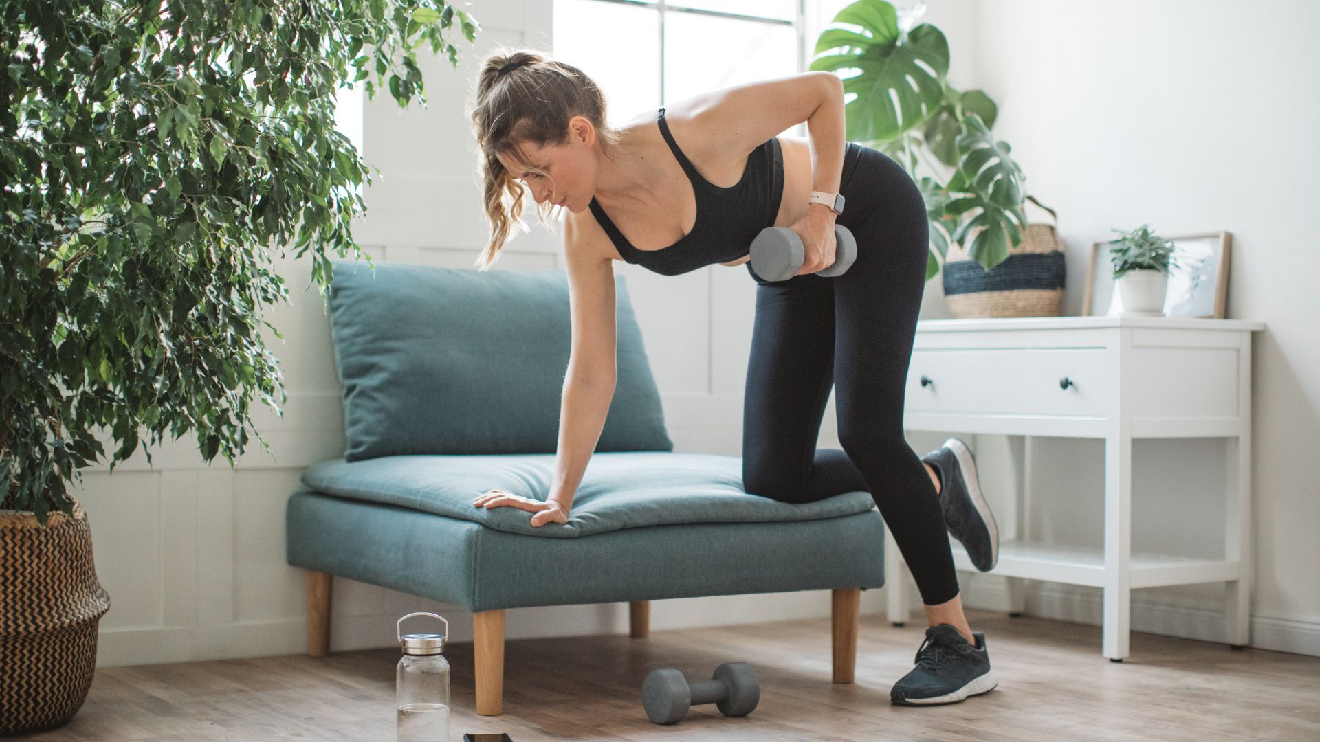 Can't get to the gym? Caroline Idiens' essential workout has 7 exercises, uses 2 dumbbells, and targets all the major muscles