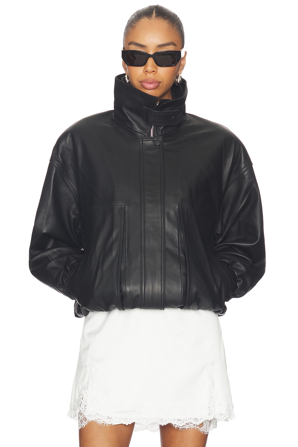 leather collar jacket